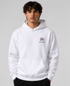 Sudadera con Capucha Blanca para Hombre AURA, Corte Regular, Algodón French Terry, Diseño con Bolsillos, Ropa Casual de Otoño - Product Image 1