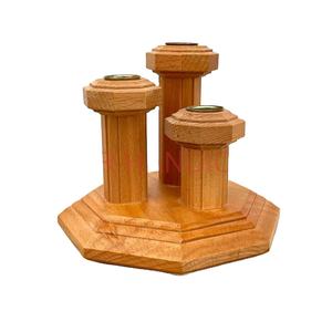 Candelabro de Madera Sólida de Tres Velas, Diseño Rústico, Hecho a Mano, Tamaño Personalizado, Directo de Fábrica, Premium, para Navidad - Product Image 1