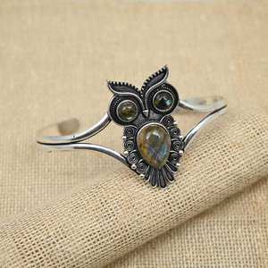 Bracelet manchette en argent 925 avec labradorite, magnifique pierre précieuse, fait main, cadeau de mariage, bijoux - Product Image 3