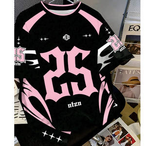 Camiseta deportiva de fútbol americano de malla de poliéster transpirable, rosa y negra, con gráficos, estilo urbano, OEM, marca privada, venta al por mayor para EE. UU. - Product Image 2