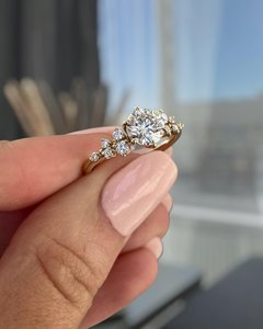 Lab Grown 1.01 CT Round Cut Diamond Cluster Luxury <b>Ring</b> For Women's 14K Solid Gold Wedding Surprise Party For Lovers Charm - Product Image 2