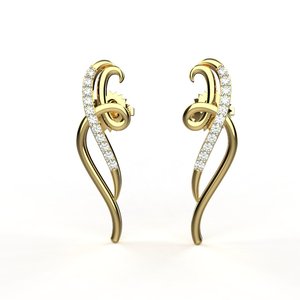 Luxury 22K Gold Plated Diamond Stud <b>Earrings</b> Round Brilliant Cut Channel Setting Women's Everyday Wear <b>Fine</b> Jewelry - Product Image 2