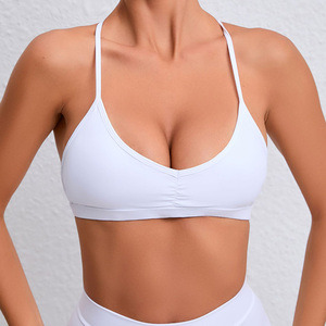 Women's U-<b>Neck</b> <b>Halter</b> Sports <b>Bra</b> Solid Color Breathable Lightweight High Support Yoga Seamless Cut-Out Front Logo Design - Product Image 1