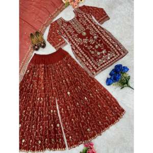 Women's Beautiful <b>Party</b> Wear <b>Top</b> Bottom Dupatta Set - Product Image 6