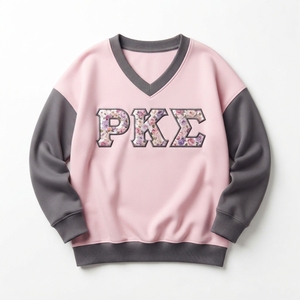 เสื้อสเวตเชิ้ตคอวีสีดำสำหรับผู้หญิง แขนเสื้อสีน้ำเงิน ปักลายโลโก้ตัวอักษรกรีกประดับเลื่อมด้านหน้า เหมาะสำหรับใส่ในฤดูใบไม้ร่วง - Product Image 2
