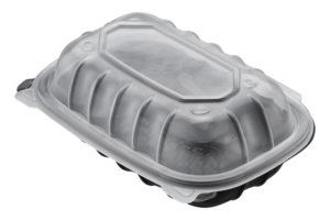 Hinged Duo-Colored PP Hoagie <b>Container</b> 9" x 6", 150pc Four Perforated Ventsear Away Hinged LidsLeak resistantMicrowave safe - Product Image 2