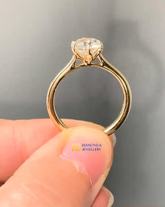 Bague de fiançailles de luxe en argent et or avec diamant rond, bague solitaire classique, diamant de laboratoire VVS VS couleur D E, pour mariage et demande en mariage - Product Image 6