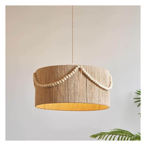 Lampe suspendue en jute tissée à la main, luminaire suspendu en corde naturelle, style bohème, luminaire de plafond tissé, lustre Wabi Sabi pour restaurant, café - Product Image 5