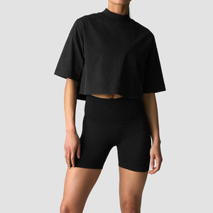 Ropa de Gimnasio, Nuevo Diseño, Camiseta Extra Grande Personalizada, Ropa de Verano para Mujer, Diseño de Cuello Alto Acanalado, Camiseta de Talla Grande al por Mayor - Product Image 1
