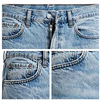 AMKOOR ENTERPRISES Celana Denim Biru Pria Regular Fit Panjang Penuh Kasual Bernapas Berat Sedang Gaya Musim Panas Stonewashed 70%