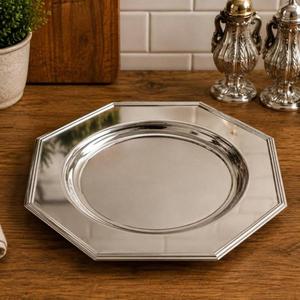 High Polish Metal Charger <b>Plate</b> Octagon Shape Silver <b>Plates</b> & Dishe Food Serving <b>Decorative</b> <b>Plate</b> For Event Supplies - Product Image 1
