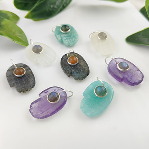 Colgante de piedra doble labradorita tallada a mano, joyería de moda india de plata esterlina con collar de piedras preciosas y dijes colgantes - Product Image 6