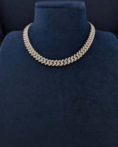 Collar de Plata de Ley 925 con Moissanita, Cadena Cubana, Corte Brillante Redondo, Joyería Unisex para Regalo de Boda o Fiesta - Product Image 2