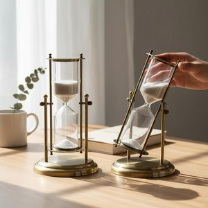 Reloj de Arena de Metal y Vidrio de Primera Calidad, Temporizador de 5 Minutos, Reloj Decorativo de Escritorio para el Hogar, Oficina y Sala de Estudio - Product Image 6