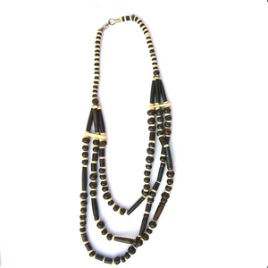 Ethnic Wooden Beaded <b>Necklace</b> Geometric Pattern Unisex Fashion Jewelry <b>Long</b> Strand Design at Best Affordable Wholesale Price - Product Image 1