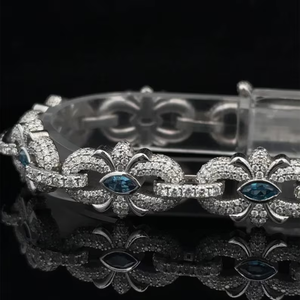 Pulsera de plata 925 con moissanita, diseño floral, estilo diamante, pulsera llamativa para mujer - Product Image 2