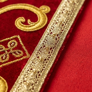 Chasuble de prêtre brodée rouge, robe médiévale, cape catholique en polyester, costume de cérémonie religieuse, costume d'Halloween - Product Image 3