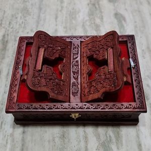 Soporte Plegable de Madera para Libros Sagrados, Hecho a Mano, con Diseño Tallado y Caja de Almacenamiento |   Rehal Decorativo para el Corán, la Biblia y Libros Religiosos - Product Image 3