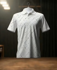 Men's <b>White</b> Polyester/Cotton for Shirt Dot Design Breathable Short Sleeve Lightweight Sturdy for Everyday Use Office Dining - Product Image 6
