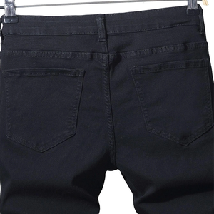 <b>Men's</b> Black Ripped Denim <b>Shorts</b> Casual Summer Cotton <b>Shorts</b> With <b>Red</b> Inner Lining Mid Waist Straight Leg Style - Product Image 3