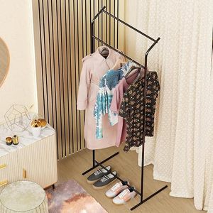 Minimalist <b>Standing</b> Metal <b>Clothing</b> <b>Rack</b> With Height Adjustable Single Tier For Wardrobe Storage - Product Image 1