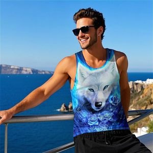 Débardeur Homme Personnalisé OEM avec Impression 3D par Sublimation, Motif Loup Intégral, T-shirt Décontracté sans Manches pour l'Été, Style Streetwear, Gilet de Sport - Product Image 3