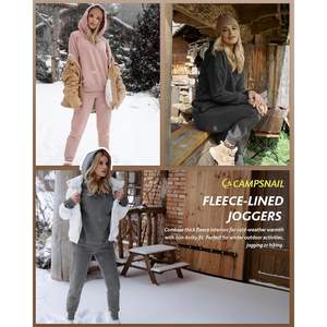 2025 pantalones de chándal con forro polar para mujer, pantalones de chándal de cintura alta con bolsillos térmicos para invierno, pantalones transpirables para deportes de nieve - Product Image 5