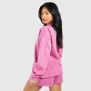 Conjunto de Dos Piezas para Mujer, Sudadera y Pantalones Cortos, Gris Oscuro, Felpa, Estilo Casual, Corte Holgado y Cómodo - Product Image 5