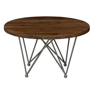 Trendy <b>Black</b> Powder Coated Metal Frame <b>Coffee</b> <b>Table</b> with Natural Finished Wooden Top for Living Room Decor Furniture - Product Image 5