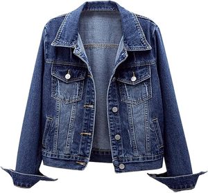 Veste en jean personnalisée pour homme sans capuche, col rabattu, logo sur le devant, fermeture éclair, design imprimé - Taille et logo personnalisables, séchage rapide - Product Image 1
