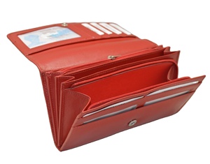Women's Genuine Leather Long <b>Wallet</b> With Zipper Closure Multifunctional <b>Card</b> <b>Holder</b> Red - Product Image 1