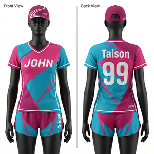 Conjunto Deportivo para Mujer de Alta Calidad, 165 GSM, Transpirable, Poliéster y Elastano, Paneles Rosa Aqua, Logotipo con Transferencia Térmica, Uniforme para Corredoras - Product Image 1