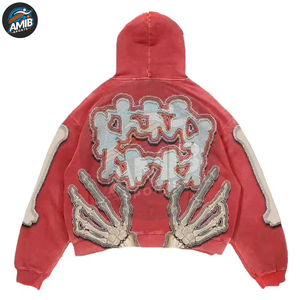 เสื้อฮู้ดดี้ดีไซน์ใหม่ล่าสุด แฟชั่นยอดนิยม ดีไซน์สวยที่สุด สีพื้นเรียบง่าย ผ้าคอตตอนผสม แต่งลายปักแบบดิสเทรส สำหรับผู้ชาย - Product Image 2