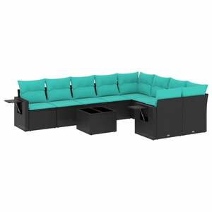 Juego de Sofás de Patio de 10 Piezas en Poliratán Negro con Cojines, Elegante Colección de Muebles para Exteriores - Product Image 2