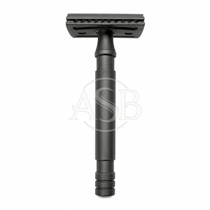 Ensemble de rasage pour homme personnalisé noir mat avec logo, kit trois pièces avec brosse à poils synthétiques, rasoir de sécurité, support de rasage, coffret cadeau - Product Image 3