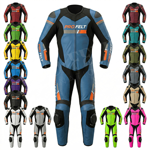 Combinaison de course en cuir pour moto, personnalisée avec le nom de la marque, équipement de protection respirant, armure intégrée, tenue de moto pour piste - Product Image 1