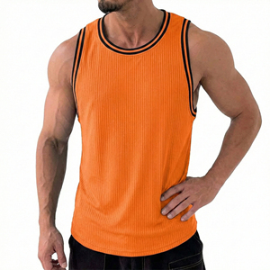Customizable Men's Tank <b>Tops</b> Muscle Fit Apparel Fitness Singlet Ringer Striped Trim Athletic Training Vest Wholesale Tank <b>Tops</b> - Product Image 5