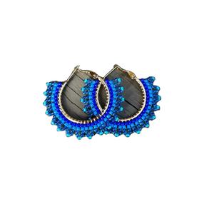Boho <b>bead</b> earrings with turquoise design andy cascading <b>fringe</b>, unique jewelry gift - Product Image 1