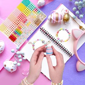 Set di perline fai da te 8243 pz per ragazze, colore macaron, con forbici, corda e accessori decorativi per gioielli - Product Image 6