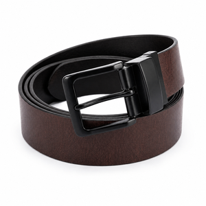 Ceinture en cuir réversible pour homme, noir et marron, double face, ceinture de costume, boucle à ardillon rotative, logo personnalisé, vente en gros pour hommes, OEM ODM - Product Image 1