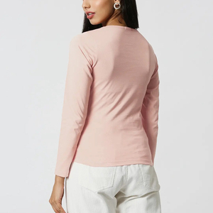 Women <b>Long</b> <b>Sleeve</b> Crew Neck T-Shirt <b>Pink</b> Friends Logo Print Casual Jersey Cotton <b>Top</b> Regular Fit All Seasons - Product Image 2