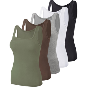 Camiseta sin mangas para mujer al por mayor, ligera, de verano, con logo personalizado, de algodón elástico, para fitness y deportes. - Product Image 3