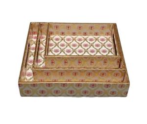 Plateau de service en bois moderne fait main avec incrustation d'os, écologique, durable, léger, avec poignée, pour la décoration intérieure, cadeaux - Diwali, mariage - Product Image 1