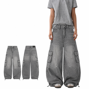 Pantalones Cargo Vaqueros de Mezclilla de Alta Calidad con Múltiples Bolsillos, Estilo Hip Hop, Pierna Ancha, Moda Urbana 2026 - Product Image 3