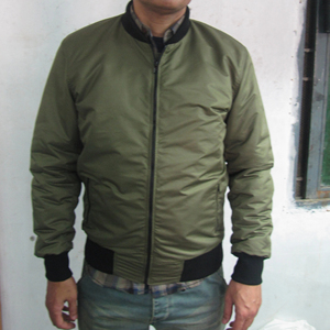 Men's Canvas Coated Bomber <b>Jacket</b> Casual Green Outerwear Quilted Lining Stand Collar Full Zip Front Logo - Product Image 1