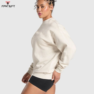 Women's Casual Heavyweight Woven Fleece Embroidered Windproof Breathable Sweatshirt Autumn Oversized Crewneck Front Logo <b>Hoodie</b> - Product Image 3