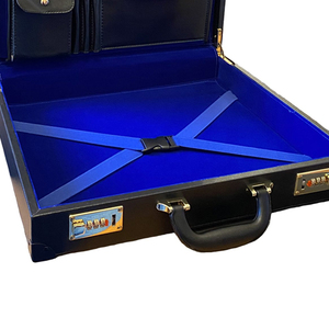 Estuche para delantal de Maestro Masón con bordado dorado, brújula y compás, cremallera, para fraternidad, nuevo, masónico, de alta calidad, hecho a medida - Product Image 3