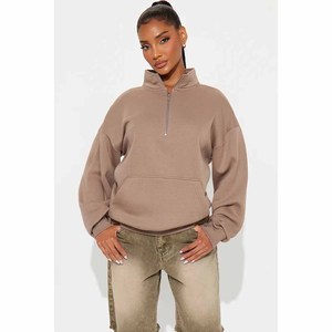 Top Selling Cotton <b>Quarter</b>-<b>Zip</b> Pullover Sweatshirt with Kangaroo Pocket Soft Fleece Ribbed Cuffs Unisex Streetwear Layer - Product Image 3