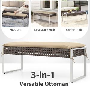 43 pollici rettangolo Patio Ottoman con gambe in metallo e cuscino del sedile per la tua collezione di mobili da esterno - Product Image 6