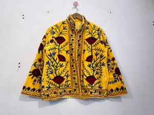 Chaqueta Bomber de Terciopelo Tejida con Bordado Boho Suzani, Reversible, Ecológica, Suave, para Invierno, con Símbolos de Paz Yin Yang, Regalo para Ella - Product Image 5